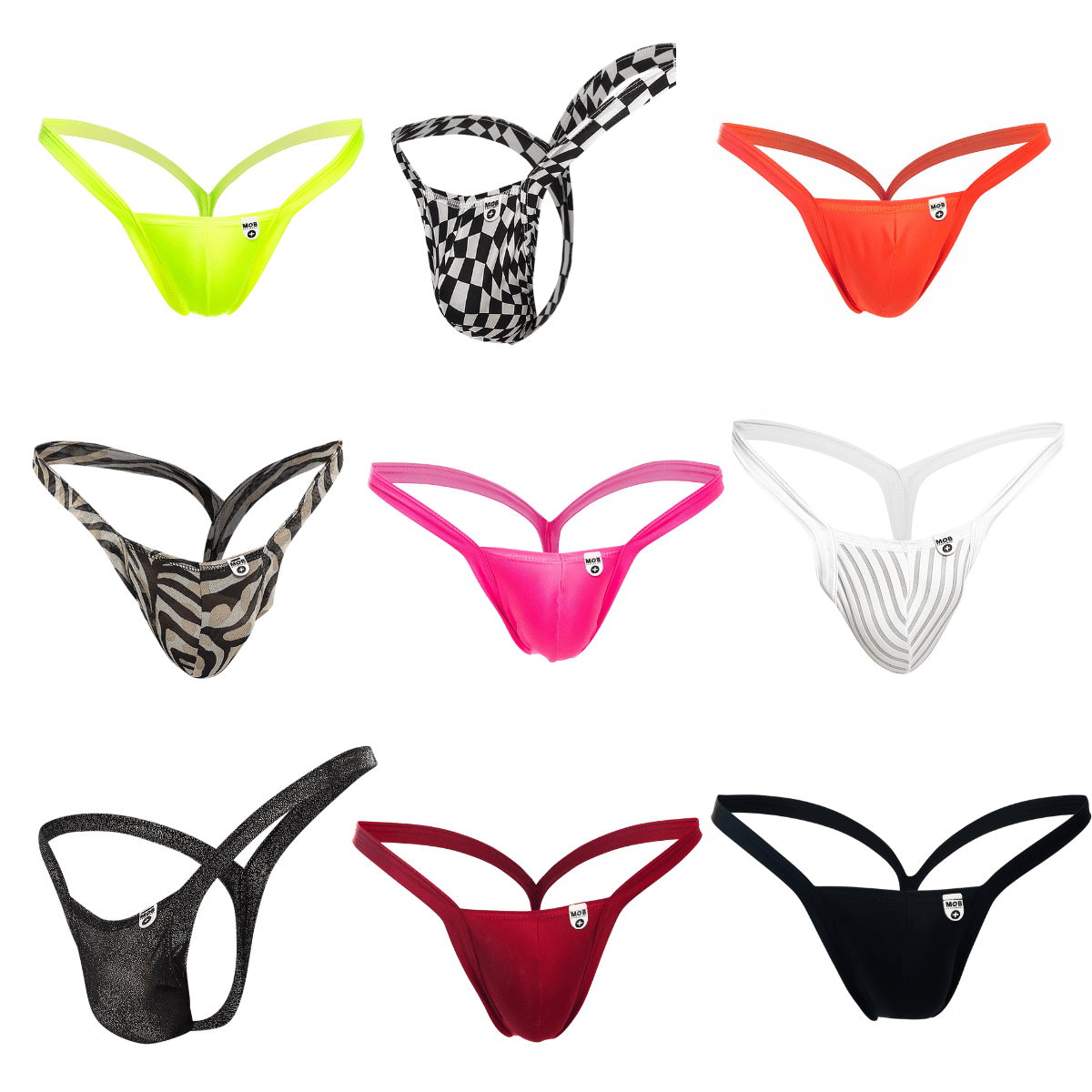 Mob y buns thong bright neon green sleek form-fitting men’s thong made of smooth elastic fabric shown from the back