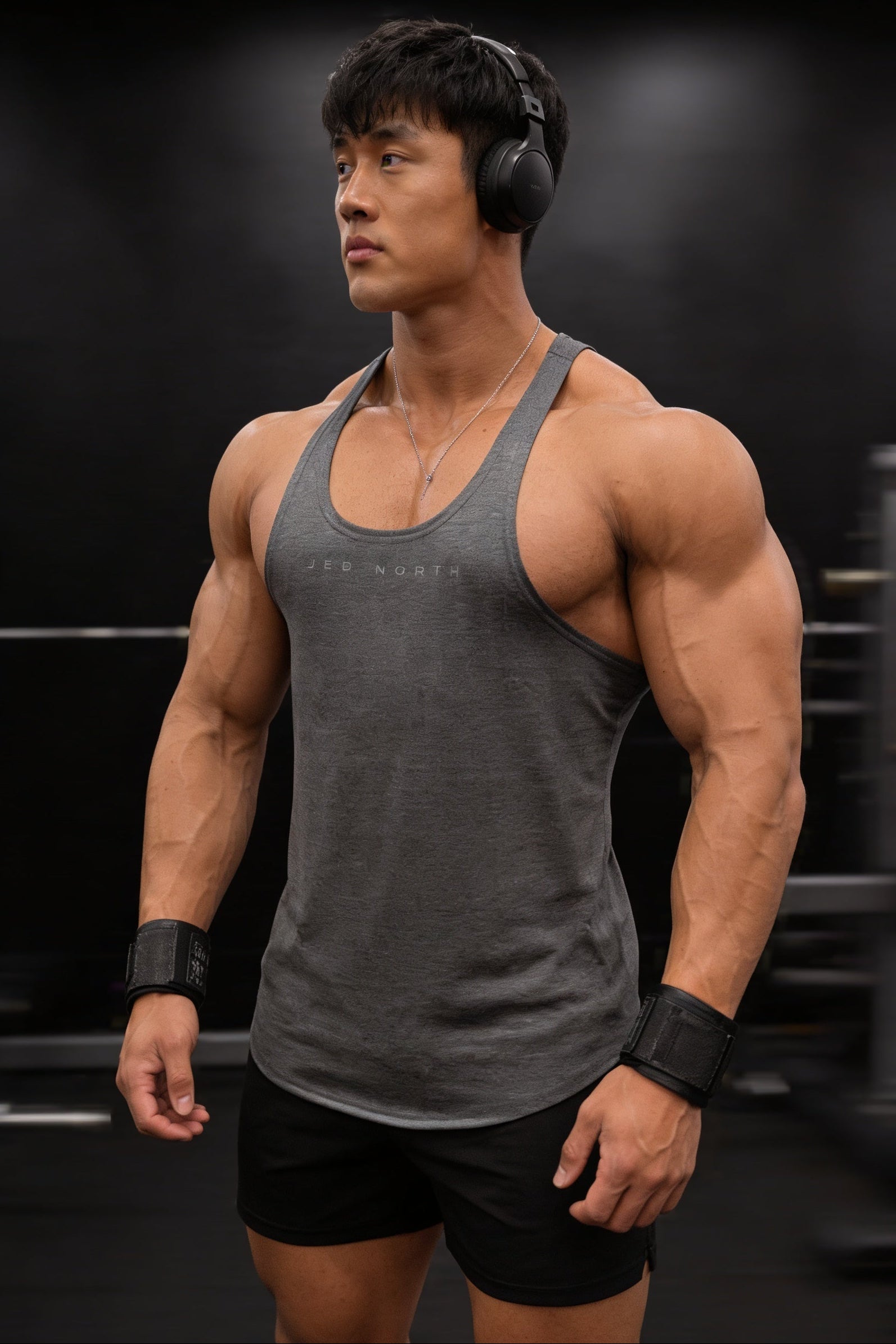 Jed North Herren Classic Bodybuilding Racerback Stringer - Heather Grau