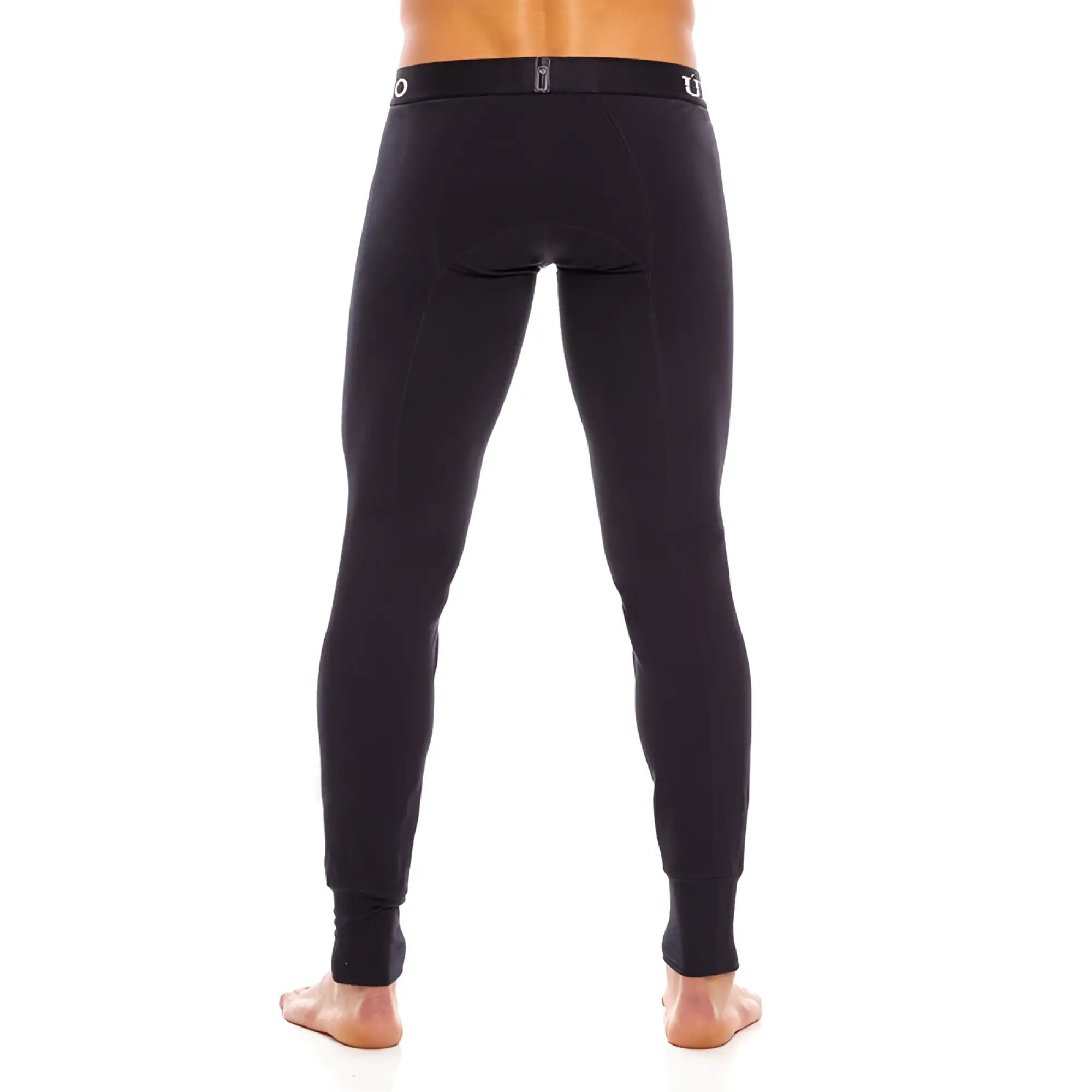 Black mundo unico cold mountain long johns long underwear leggings with snug waistband and subtle white branding