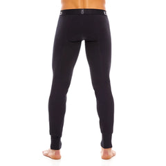 Black mundo unico cold mountain long johns long underwear leggings with snug waistband and subtle white branding