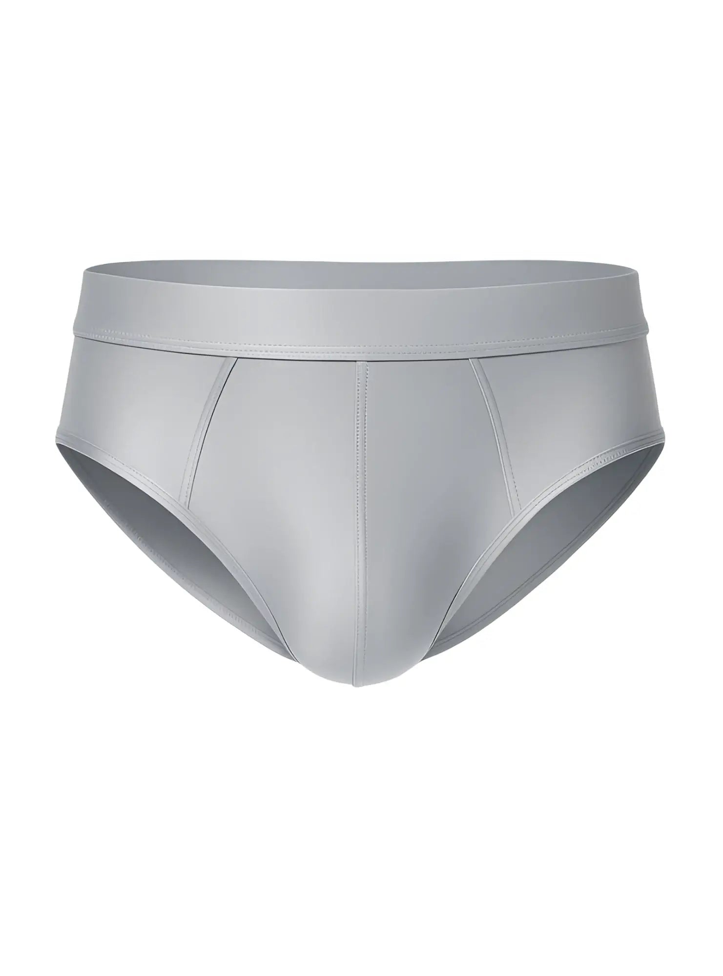 Light gray nylon luxury brief with smooth, form-fitting design and subtle seam detailing for comfortable wear