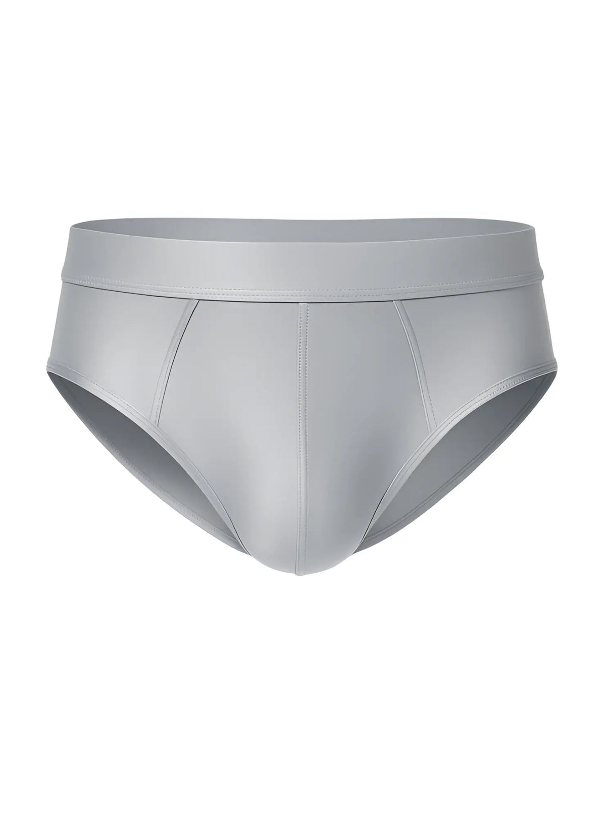 Light gray nylon luxury brief with smooth, form-fitting design and subtle seam detailing for comfortable wear