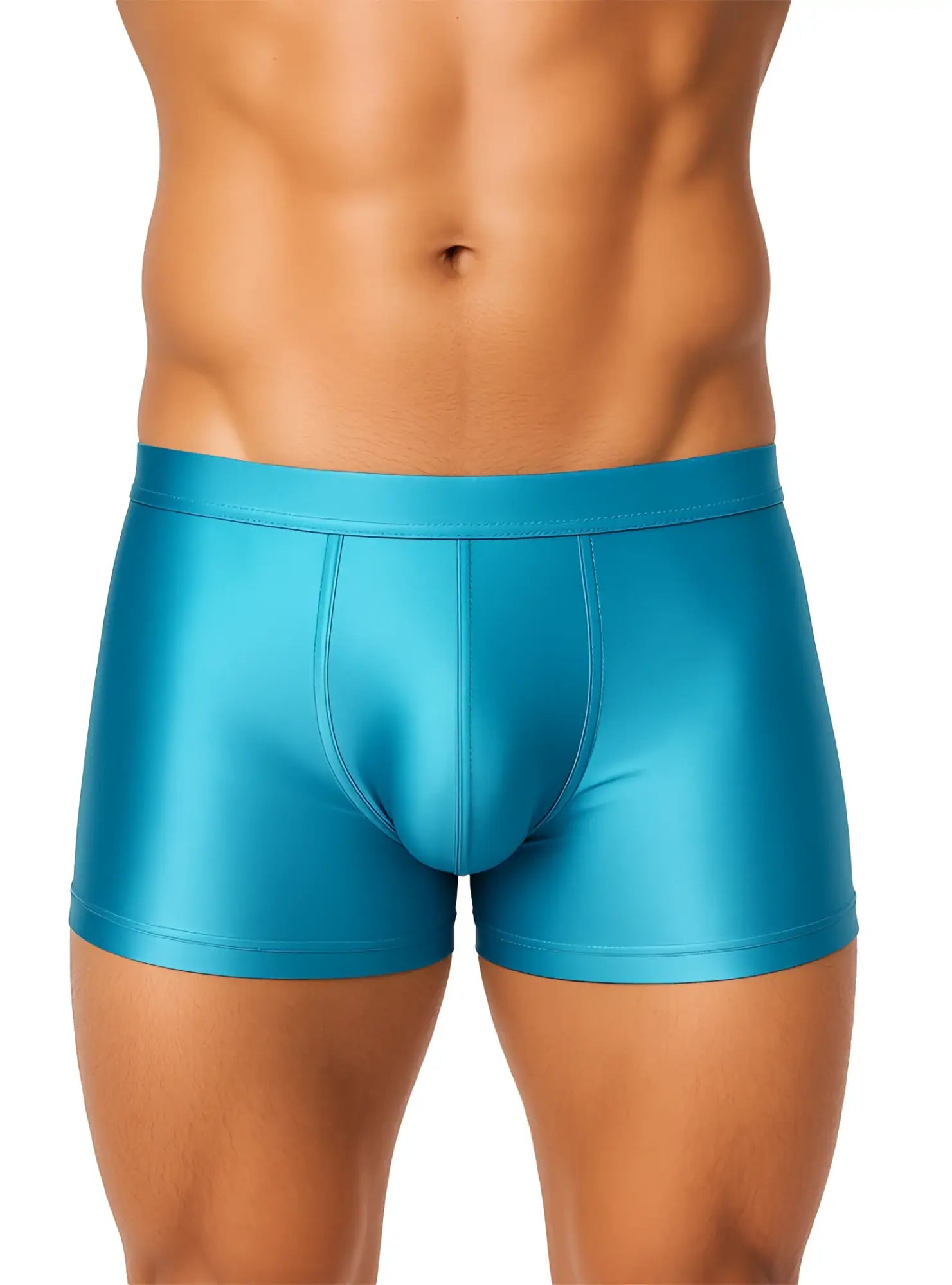 Nylon luxury trunk in turquoise metallic with sleek form-fitting design made of nylon for a stylish fit