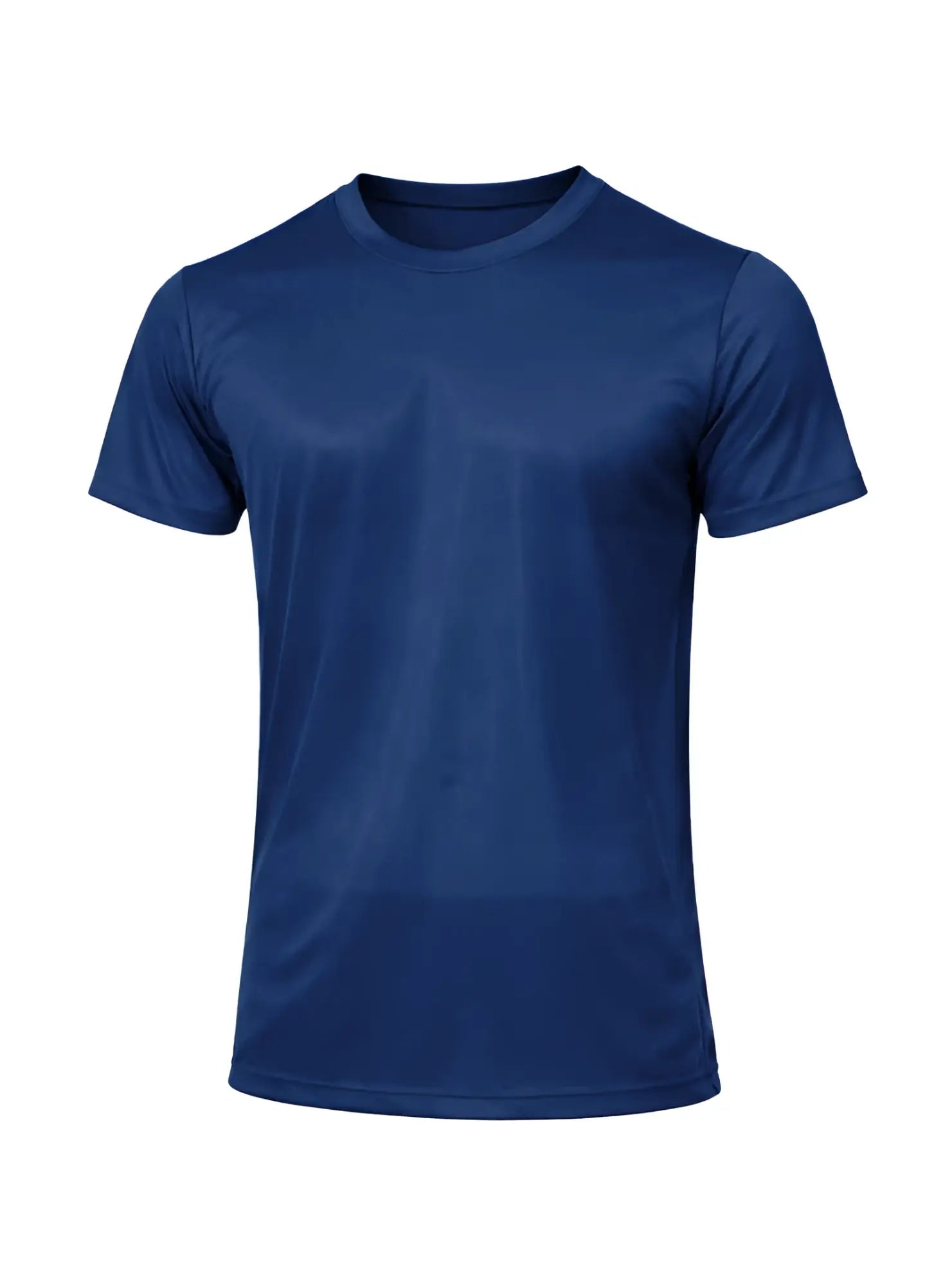 Navy blue short-sleeved crew neck t-shirt made of nylon tricot fabric ideal for casual wear