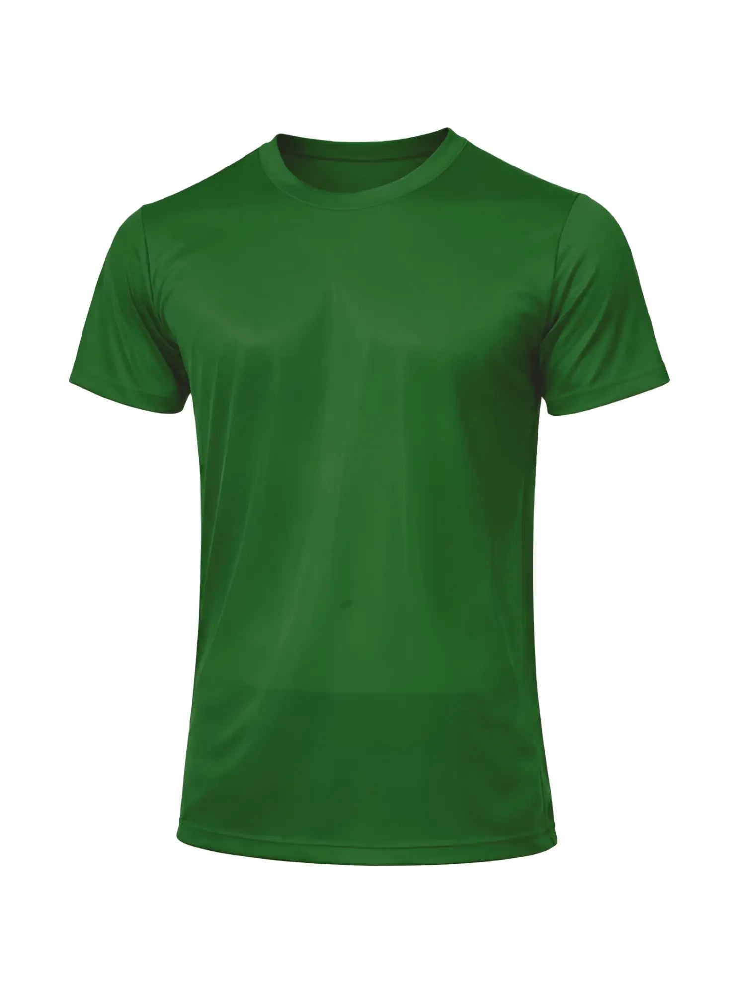 Solid green short-sleeved crew neck t-shirt made from nylon tricot fabric for comfortable casual wear