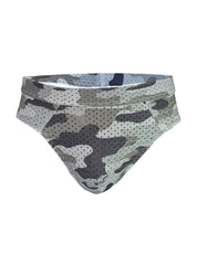 Nylux camo brief gray and black camouflage patterned mesh briefs showcasing front design