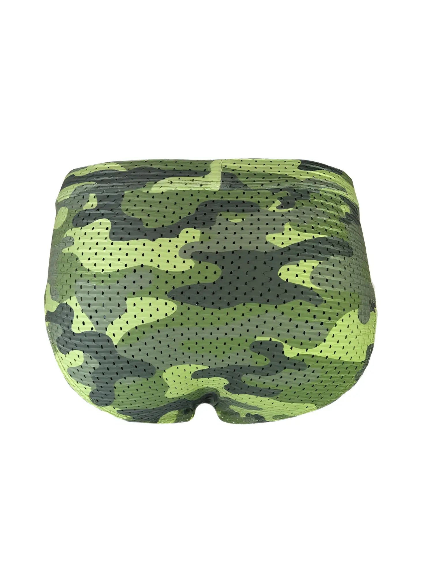 Green and black camouflage-patterned mesh briefs nylux camo brief with breathable material for comfortable wear