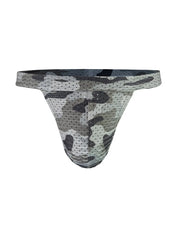 Gray and black camouflage mesh briefs with breathable fabric from nylux camo jockstrap collection