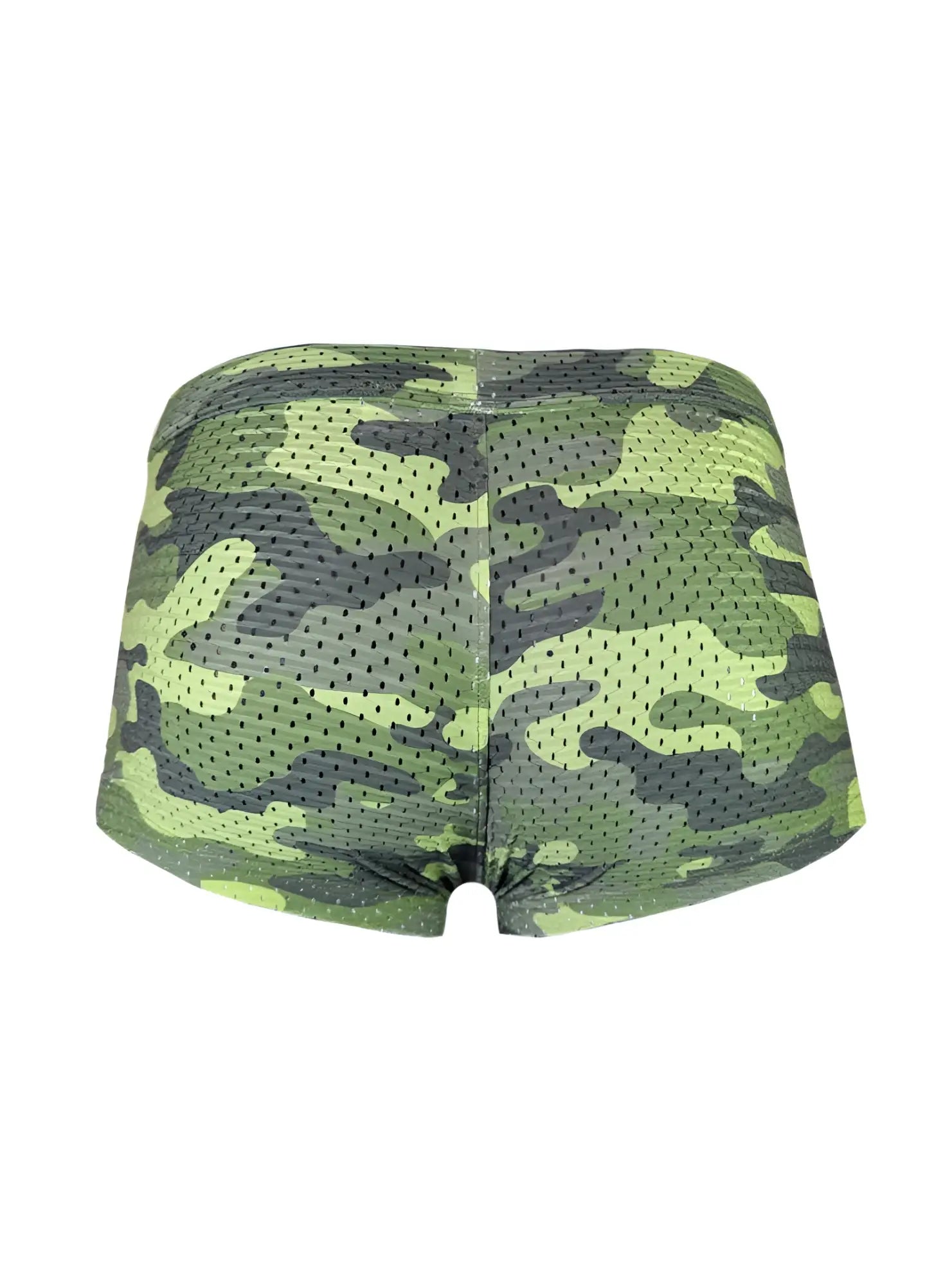 Nylux camo trunk green and black camouflage mesh briefs designed for comfort and breathability