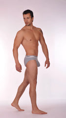 Obviously pouch brief full cut underwear light grey in size s features gray calvin klein briefs with white elastic waistband