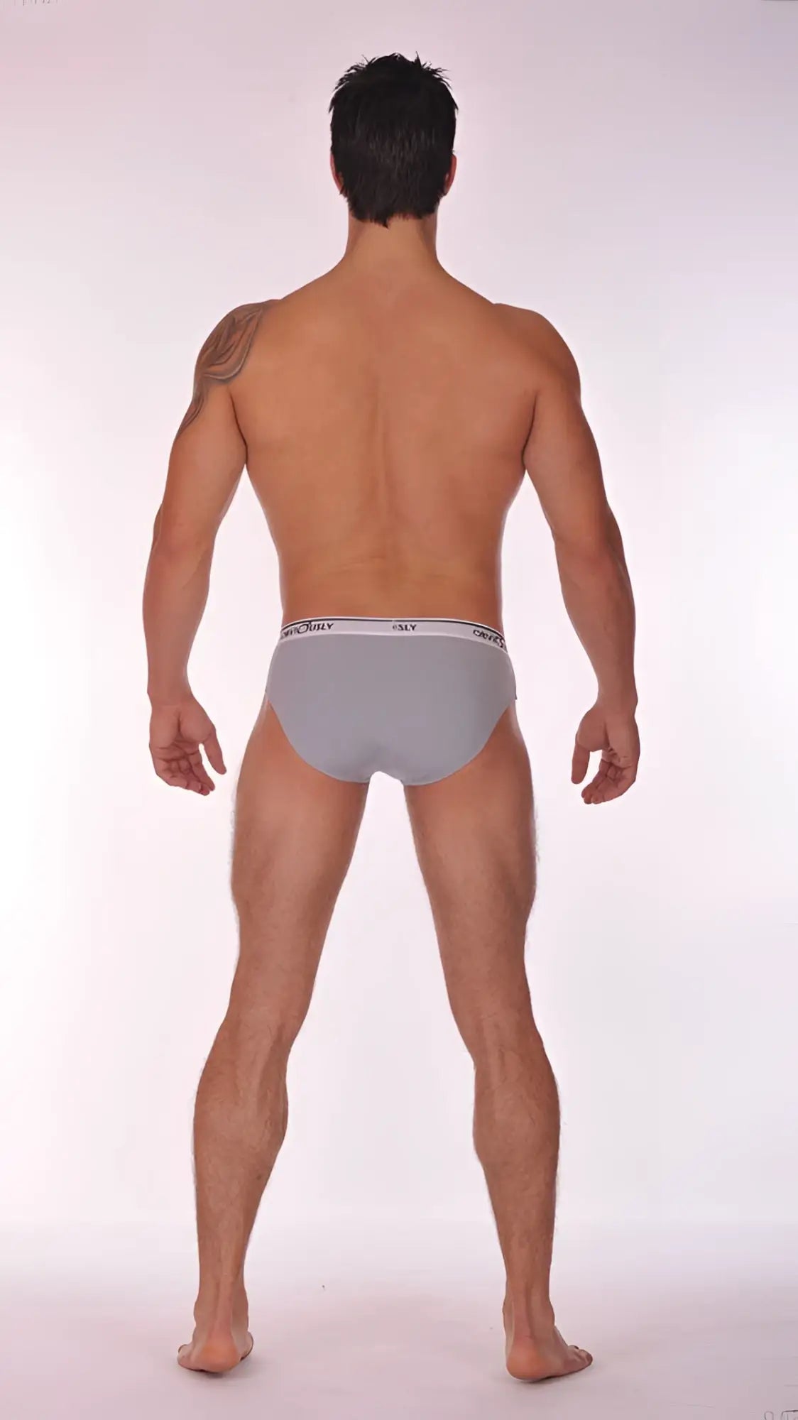 Obviously pouch brief full cut underwear in light grey with a white elastic waistband featuring the city logo size s