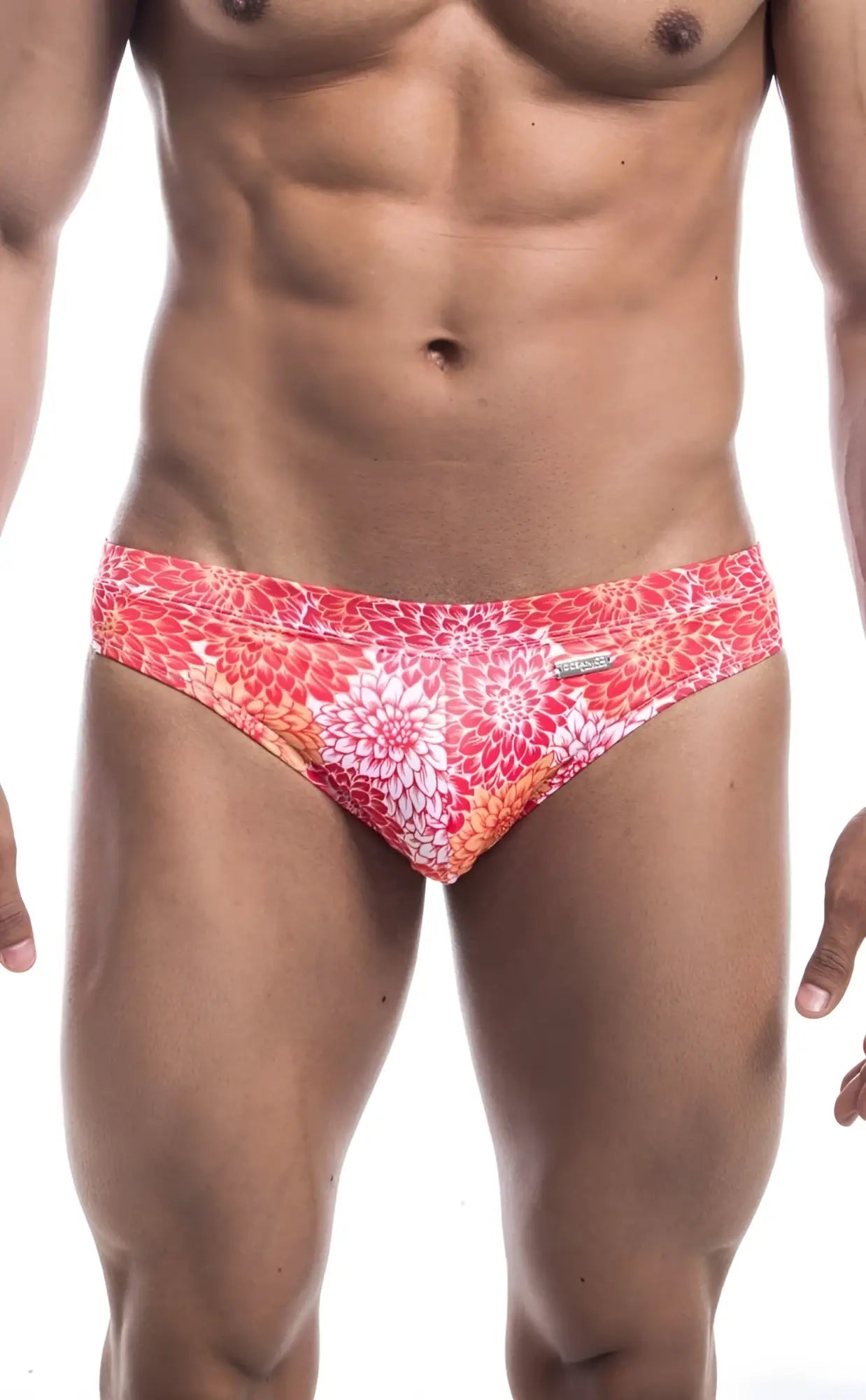Oceanico swim bikini vibrant coral and white floral patterned swim trunks with sleek modern design for swimming