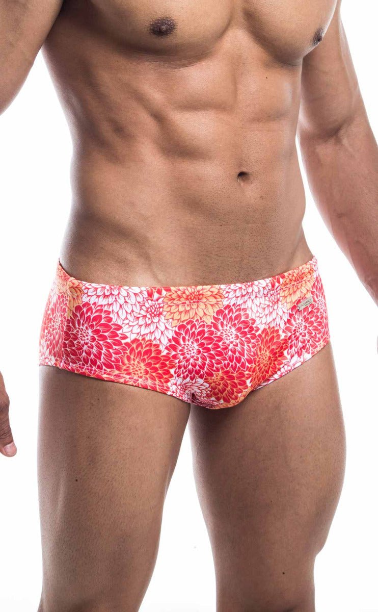 Oceanico swim brief vibrant floral-patterned swim trunks in pink orange and white perfect for beachwear