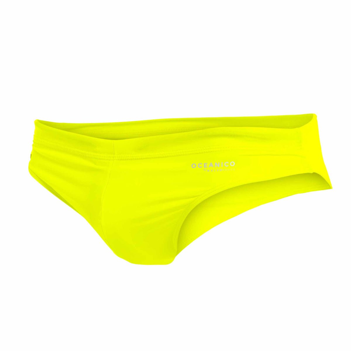 Bright neon yellow oceanic swim briefs made from quick-dry fabric for vibrant beachwear use