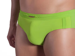 Bright lime green olaf benz blu 1151 sport bikini swimwear briefs with smooth stretchy fabric and elastic waistband size XL
