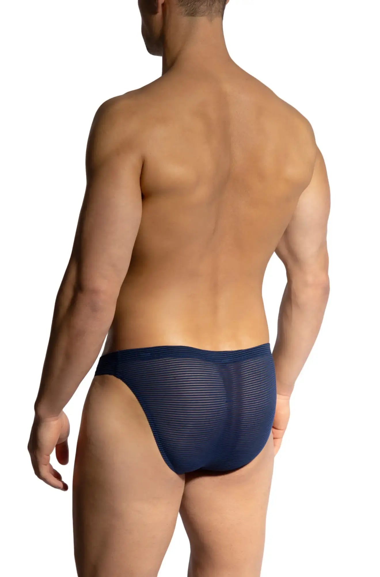 Navy blue mesh briefs by olaf benz brazil brief showcasing breathable fabric and sleek design