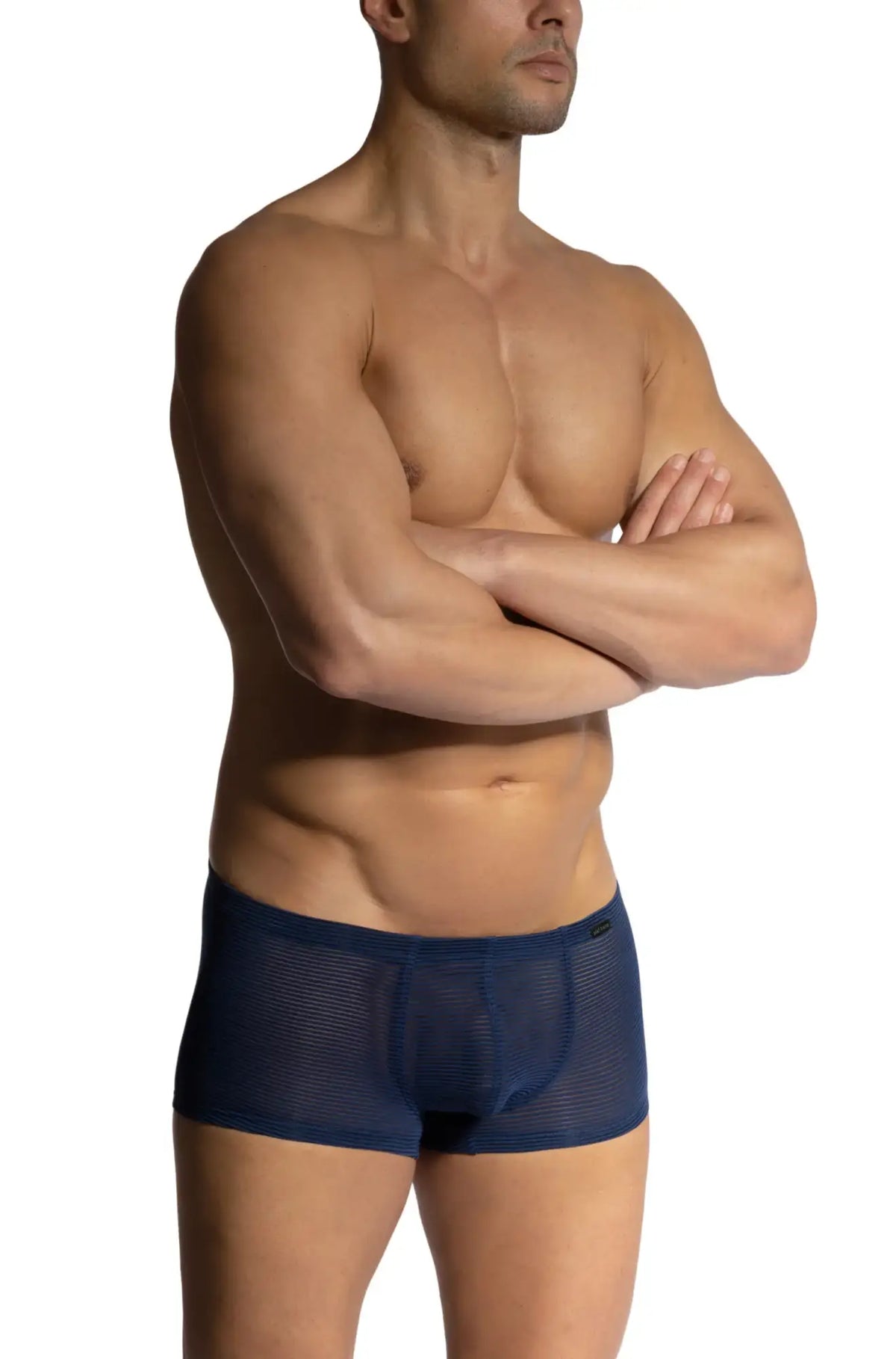 Navy blue mesh briefs from olaf benz minipants featuring breathable fabric and a sleek low-rise design