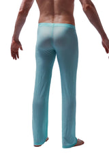 Light blue sheer men’s lounge pants made of net fabric for comfortable casual wear in pants net teal collection