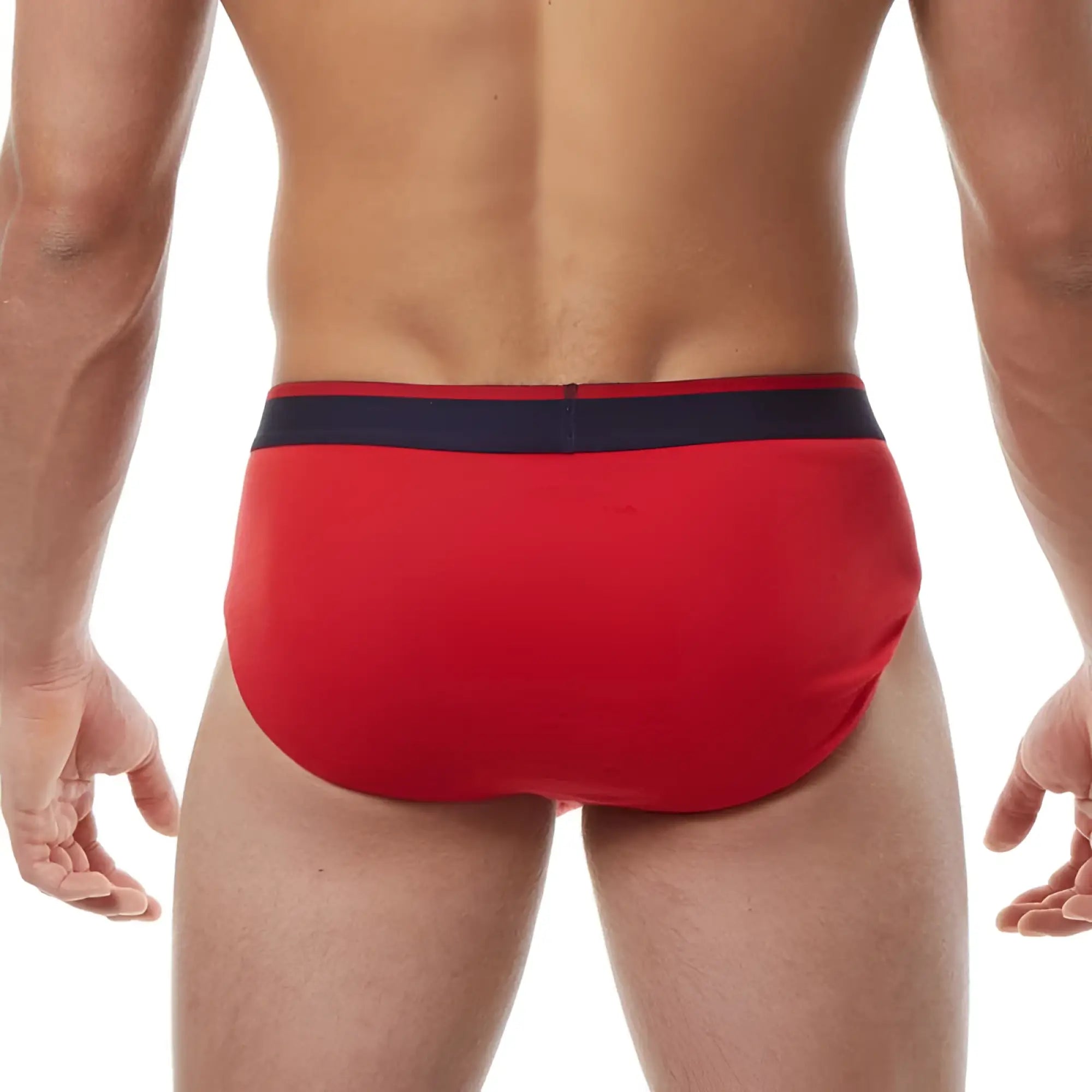 Papi heritage clasico red men’s briefs with navy blue waistband comfortable hip brief underwear size m