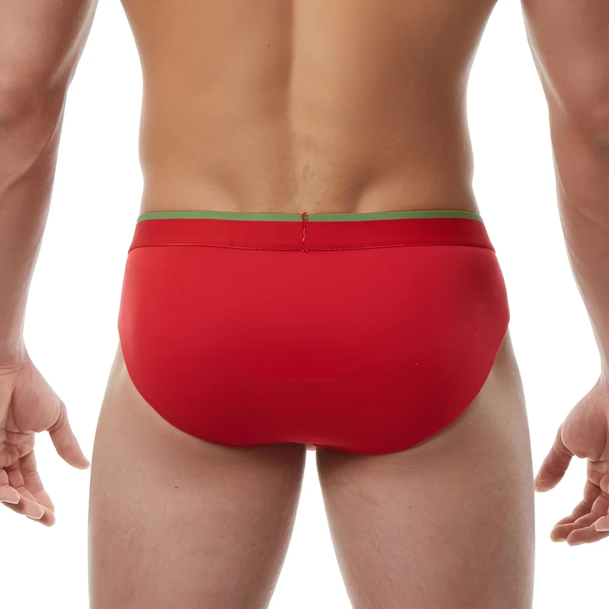Papi heritage clasico hip brief underwear red with green waistband in medium size from 3 pack set