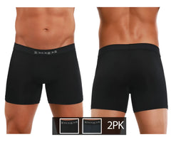 Black papi boxer briefs with subtle gray logo on waistband solid black gray cool2 2pk for everyday comfort