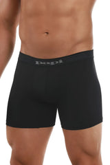 Black papi boxer briefs with a textured gray waistband featuring the papi logo in black and gray colors