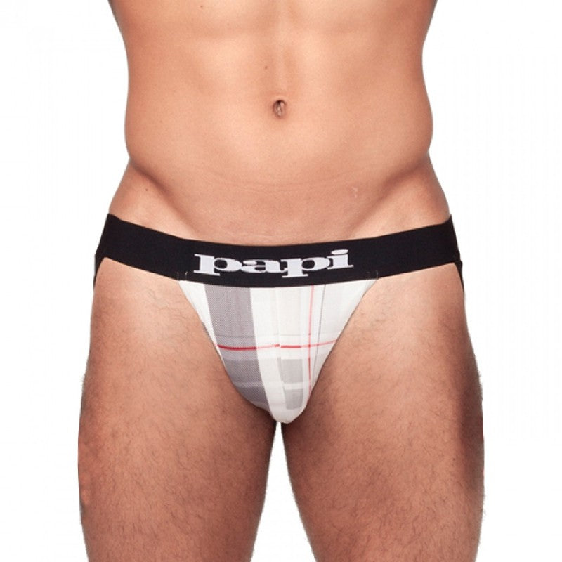 Sous-vêtement jock strap à carreaux Papi Microflex Gris 626908 Taille L