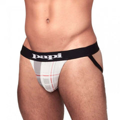 Sous-vêtement jock strap à carreaux Papi Microflex Gris 626908 Taille L