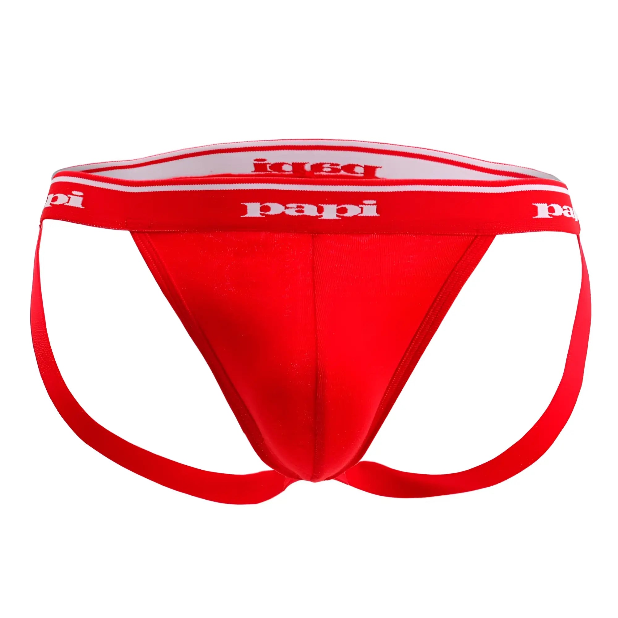 Papi 705910-999 black red turquoise 3pk 1x1 rib jockstrap with white logo trim by Red Papi