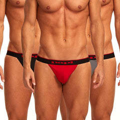 Papi [3 Pack] Cotton Stretch Thong Underwear Red 980902 Size S