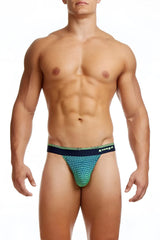 Green and black patterned papi ocean breeze thong underwear with textured weave design size medium