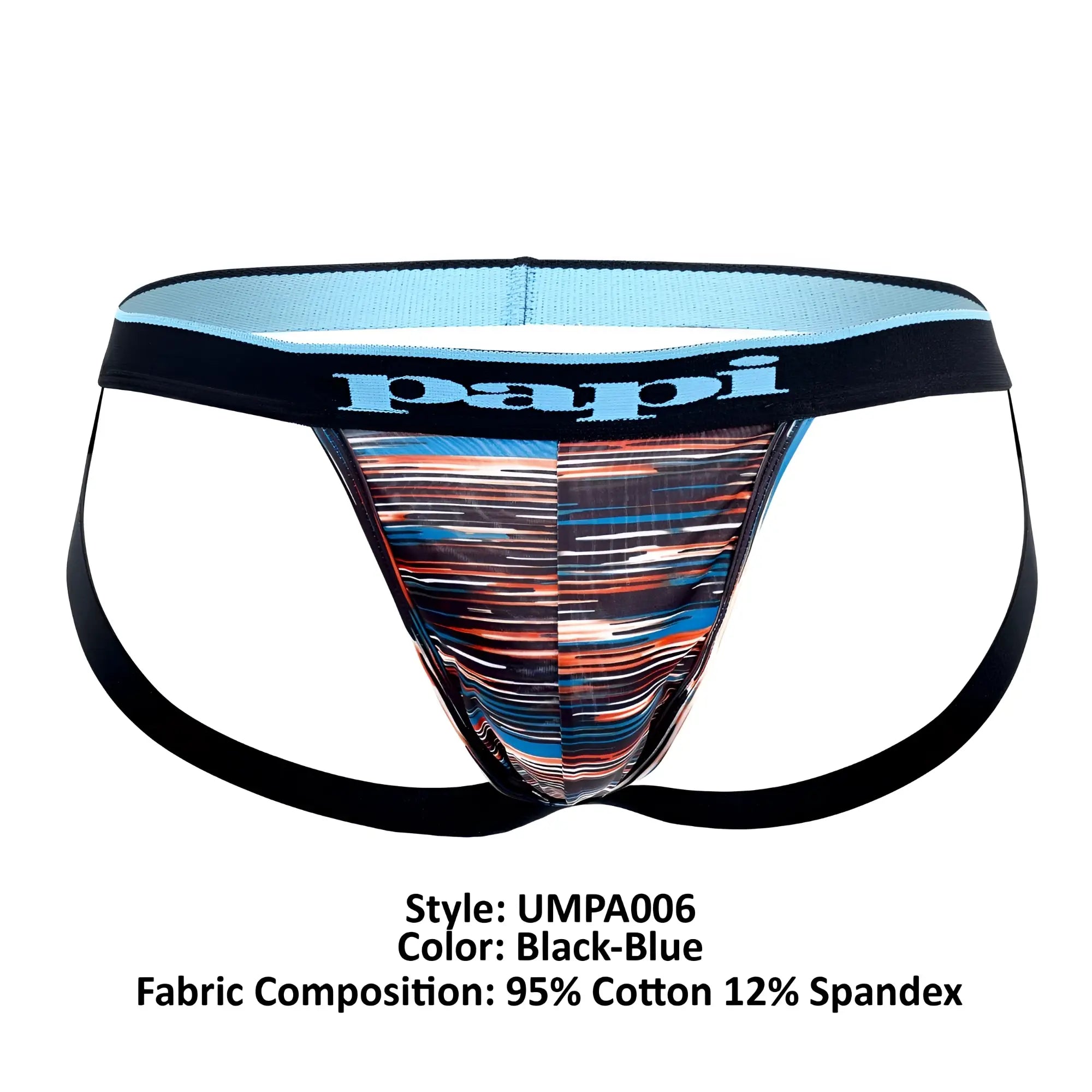 Papi umpa006 black and blue patterned briefs with dynamic abstract stripe design for comfortable everyday wear