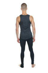 Dark gray fitted tank top with subtle texture and small orange tag at neckline the perfect tank charcoal heather