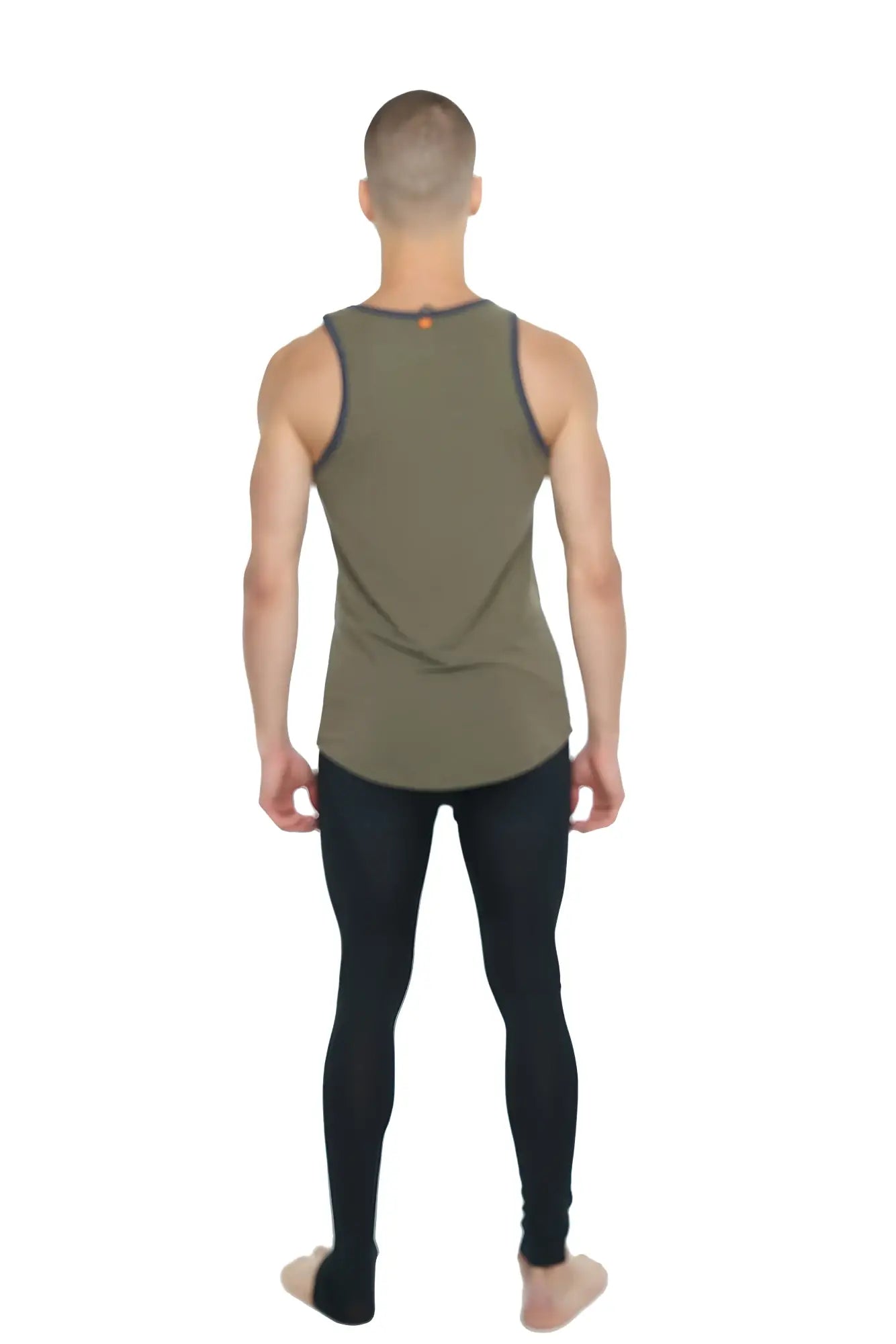 The Perfect Tank olive heather sleeveless athletic tank top with olive green fabric and dark gray trim for workouts
