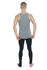 Gray heathered tank top with light gray trim made from soft breathable fabric for casual wear