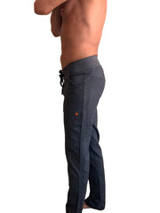 Performance premium track and lounge sweat pant in charcoal heather dark gray textured fabric with drawstring waist and side pockets