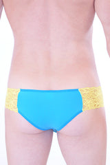 Petit-Q Side Lace Bikini Underwear Turquoise/Yellow PQ160846 Size S