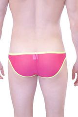 Petit-Q Big Bulge Transparenter Bikini-Unterwäsche, Rosa/Gelb, PQ161128, Größe L