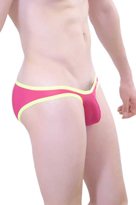 Petit-Q Big Bulge Transparenter Bikini-Unterwäsche, Rosa/Gelb, PQ161128, Größe L