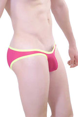 Petit-Q Big Bulge Sous-vêtement bikini transparent Rose/Jaune PQ161128 Taille L