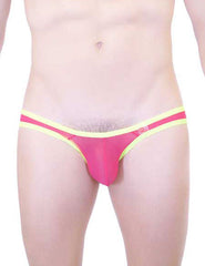 Petit-Q Big Bulge Sous-vêtement bikini transparent Rose/Jaune PQ161128 Taille L