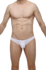 PetitQ bikini colline modal white men’s briefs with smooth form-fitting design and subtle logo on waistband