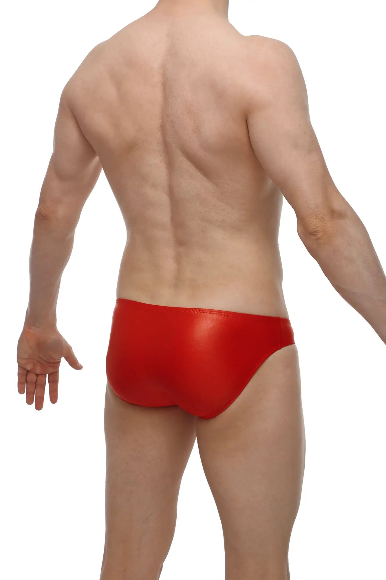 PetitQ bikini cuxac red glossy swim trunks with sleek form-fitting design perfect for swimming and beachwear