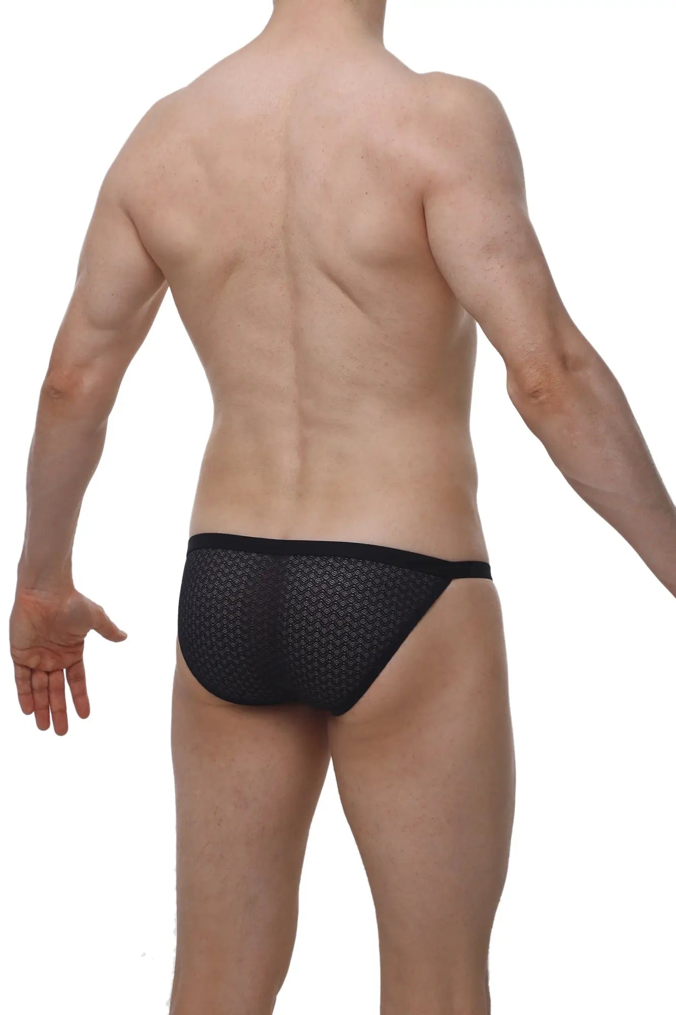 Black mesh briefs petitq bikini ladon macra black with a subtle geometric pattern on front side