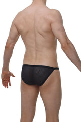 Black mesh briefs petitq bikini ladon macra black with a subtle geometric pattern on front side