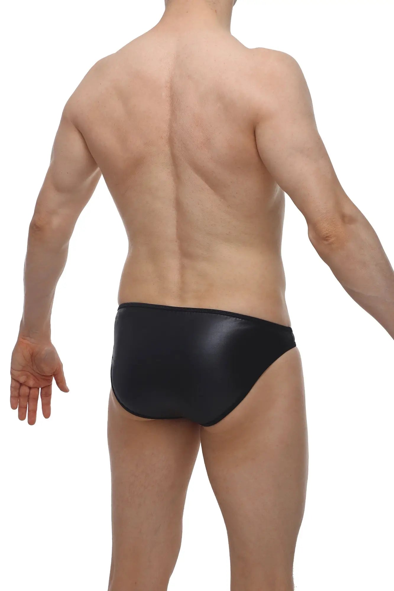 PetitQ bikini open junies black swim trunks with black glossy minimalist design for stylish beachwear