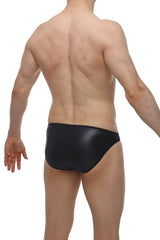 PetitQ bikini open junies black swim trunks with black glossy minimalist design for stylish beachwear