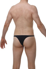 Black form fitting thong made of smooth fabric from petitq underwear mens sexy underwear by arthus and nicobikini