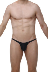 Black thong underwear by Arthus and Nico with a small red logo on the side for men’s sexy wear
