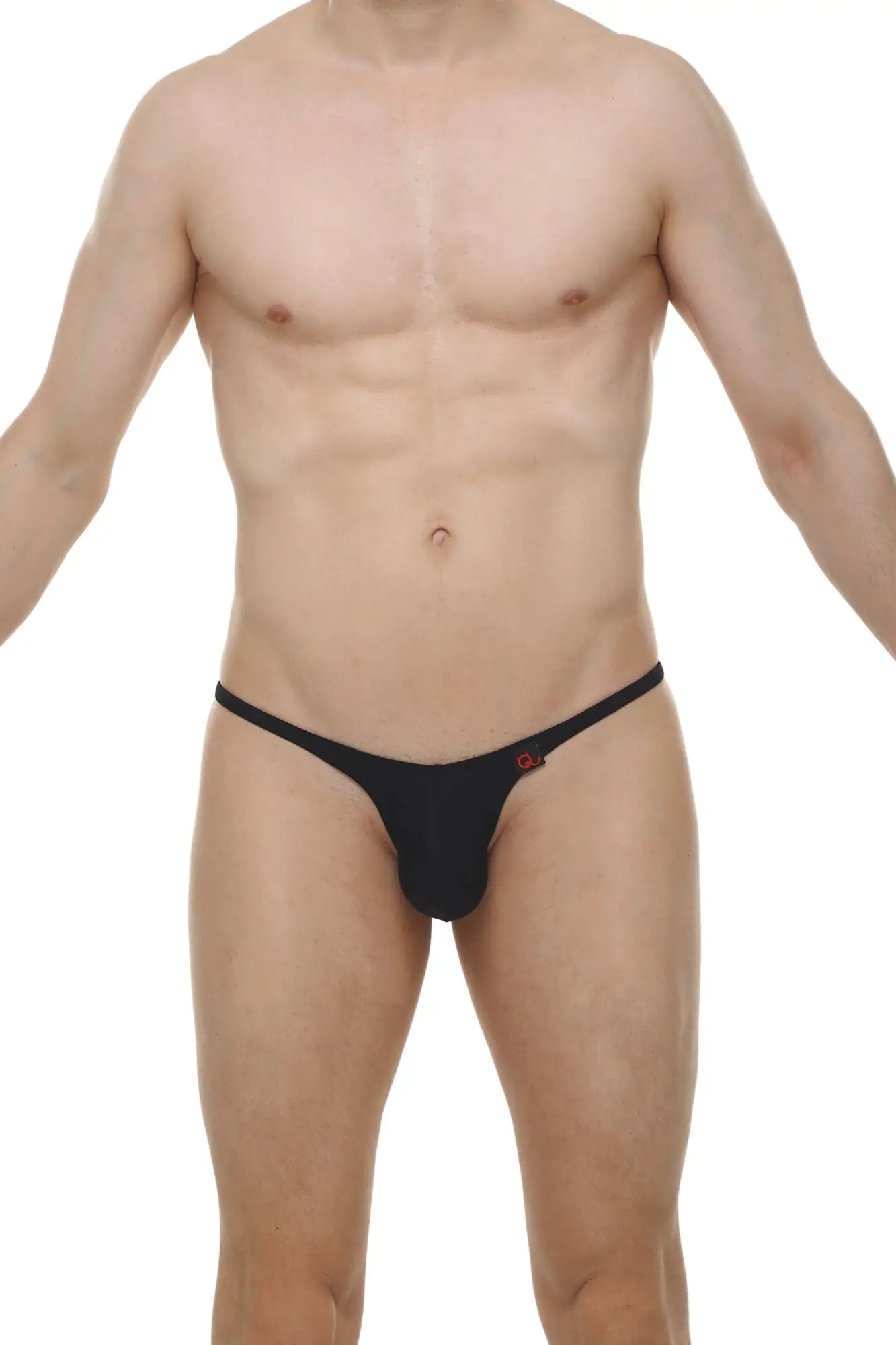 Black thong bikini plellis joe black with small red logo on the side made of comfortable fabric
